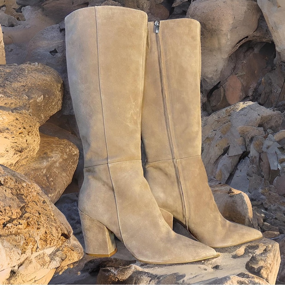 BRAND NEW W/box Nine West Suede knee high boots. Size 10.5 MSRP $188.Beige/taupe